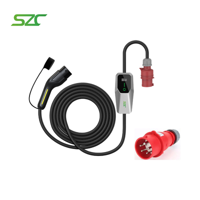 Carregador de veículos elétricos portátil de 3 fases Tipo 2 GBT Tipo 1 para carros elétricos com cabo de 5 m SZC 11kW 22kW Plug Industrial Fácil de transportar